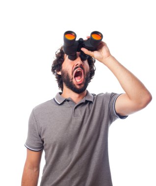 dürbün ile genç sakallı adam