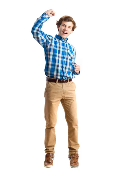 Молодой победоносный мальчик — стоковое фото