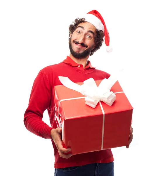 Mann mit einem Geschenk — Stockfoto