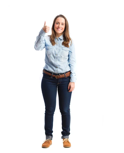 Young girl with thumbs up — Stock Photo, Image