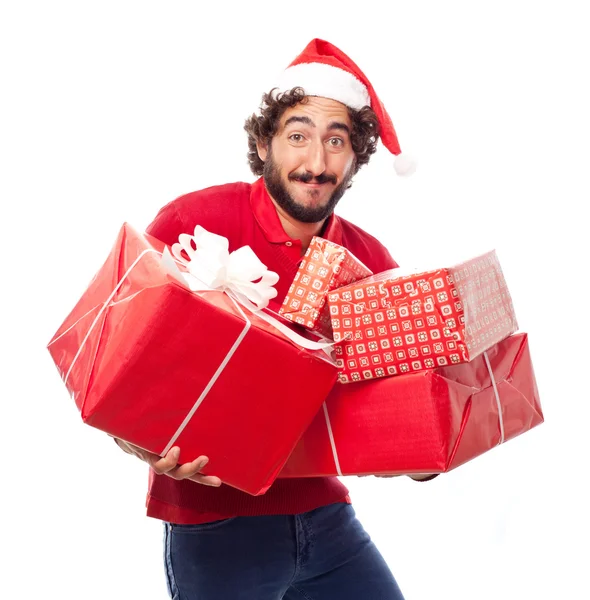 Homme avec des cadeaux — Photo