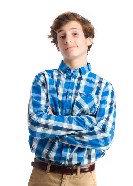 Young boy crossed arms — Stock Photo, Image