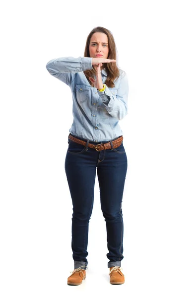 Young girl take a break gesture — Stock Photo, Image