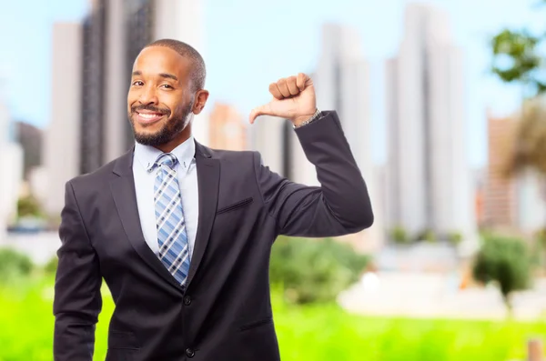 Young cool black man satisfied face — Stock Photo, Image