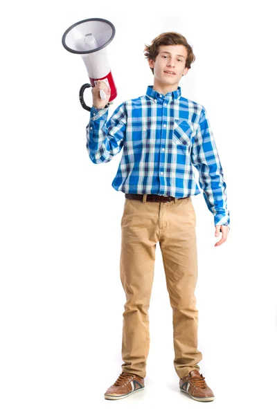 Teenager with megaphone — Stock Photo, Image