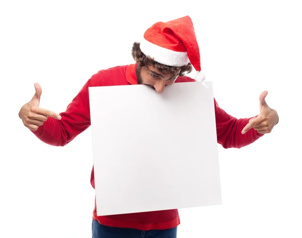 Man with a placard — Stock Photo, Image