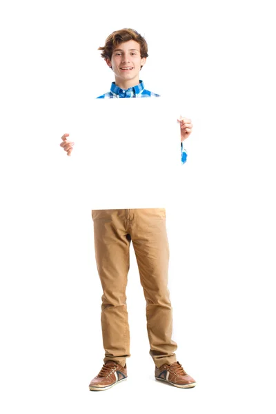 少年举的标语牌 — 图库照片