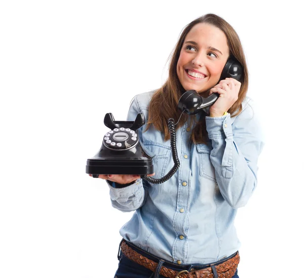 Young girl talking on phone — Stock Photo, Image