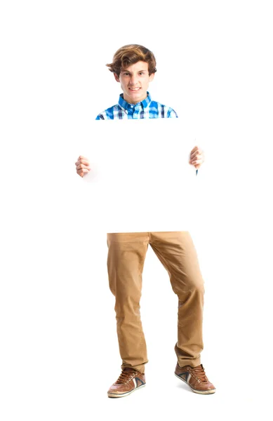 Adolescente sosteniendo un cartel — Foto de Stock