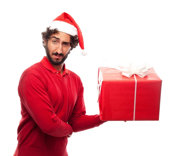 Man met een geschenk — Stockfoto