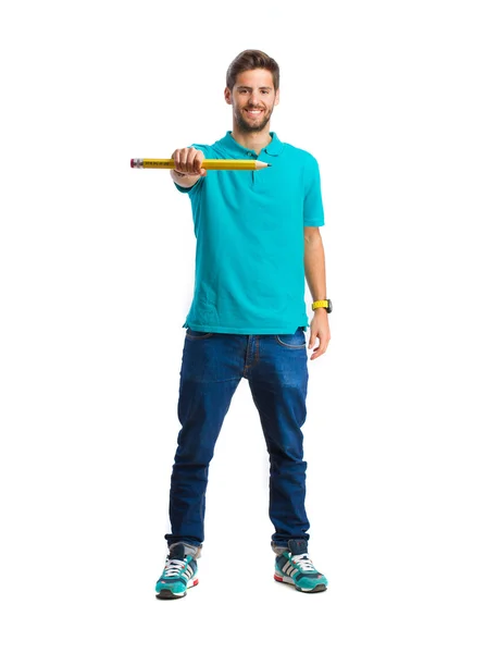 Guy holding a pencil — Stock Photo, Image