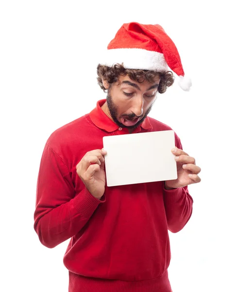 Man with a placard — Stock Photo, Image