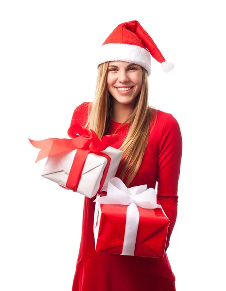 Chica joven con un regalo — Foto de Stock