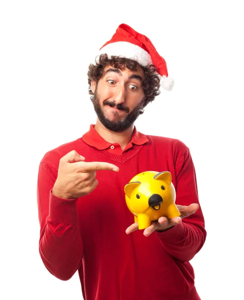 Man met een piggy bank — Stockfoto