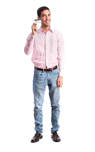 Guy holding a credit card — Stock Photo, Image