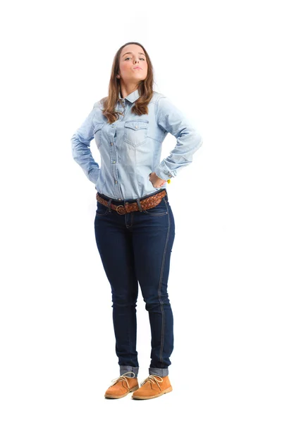 Young girl pride gesture — Stock Photo, Image