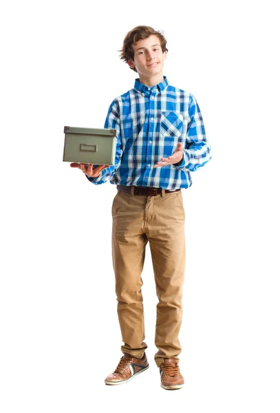 Teenager holding a box — Stock Photo, Image