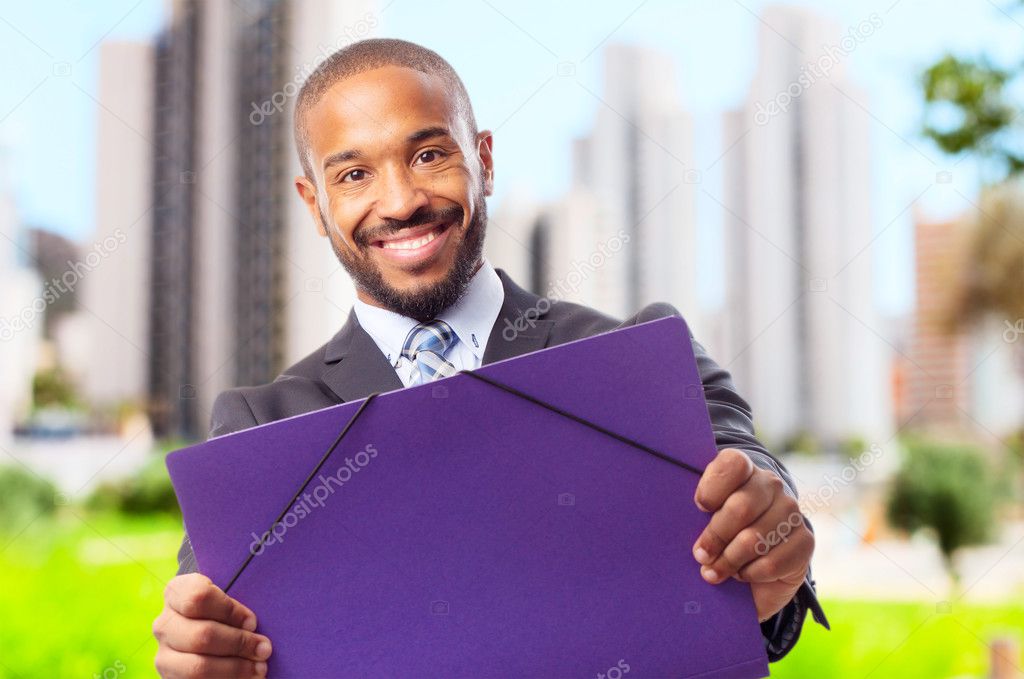 young cool black man with a folder