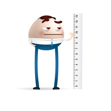 Businessman tall cartoon with measure