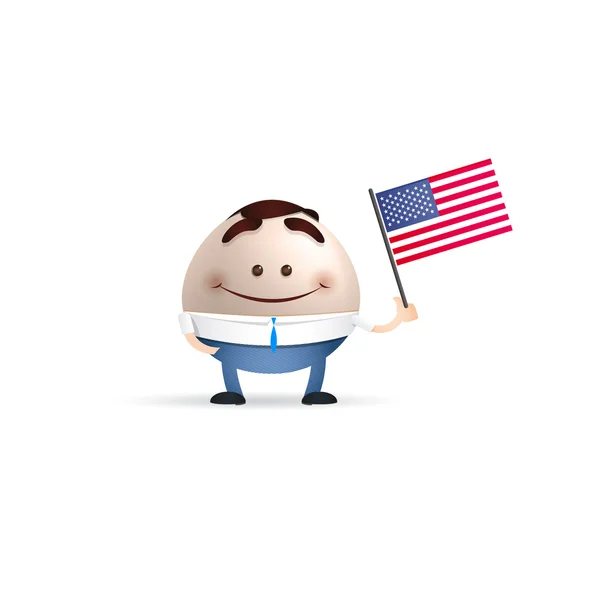 Businessman cartoon holding a USA flag — Stock Vector