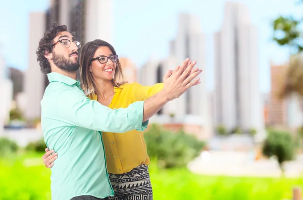 Young cool couple dancing — Stock Photo, Image