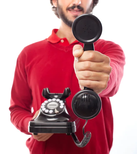 Mężczyzna oferujący telefon — Zdjęcie stockowe