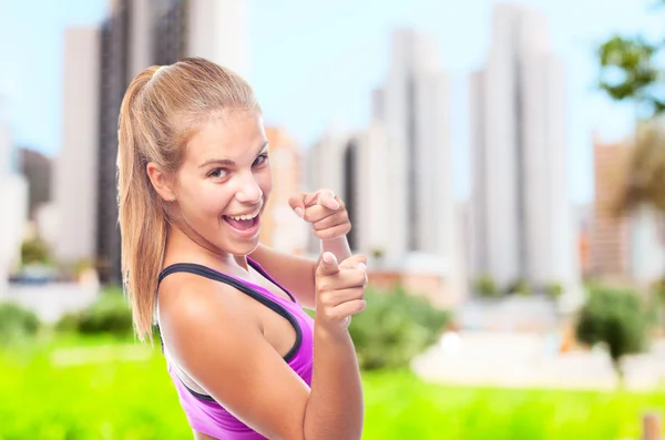 Young cool woman pointing you — Stock Photo, Image