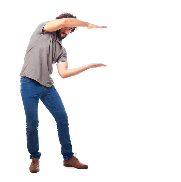 Young crazy man hold gesture — Stock Photo, Image