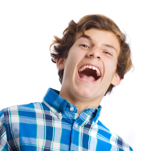 Teenager, evil laugh gesture — Stock Photo, Image