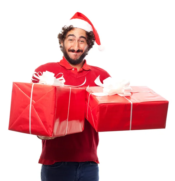 Homem com presentes — Fotografia de Stock