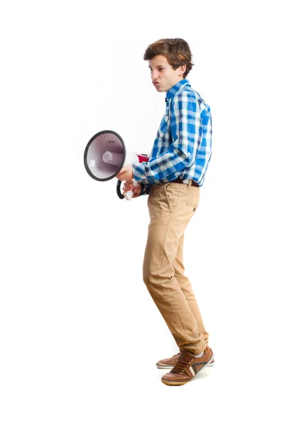 Teenager with a megaphone — Stock Photo, Image