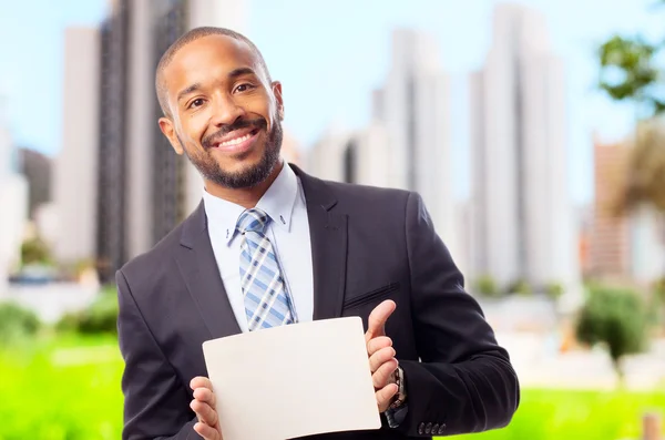 young cool black man with a placard