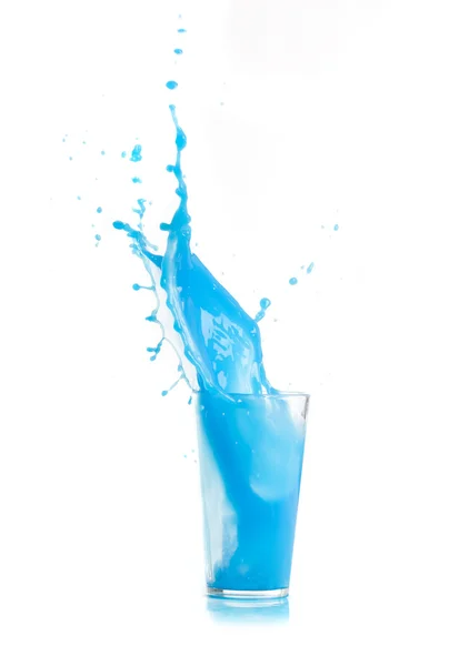 Colored liquid water splash in glass — Stock Photo, Image