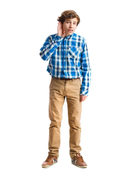 Young boy trying to listen — Stock Photo, Image