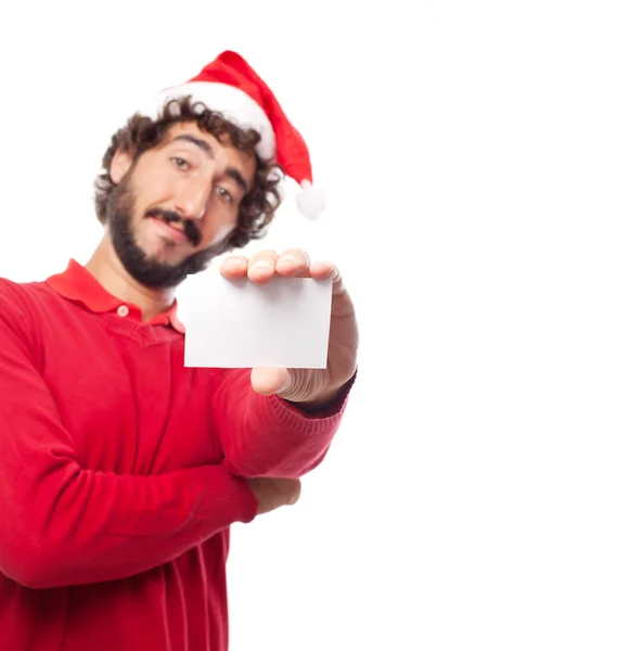 Hombre con una tarjeta de nombre — Foto de Stock