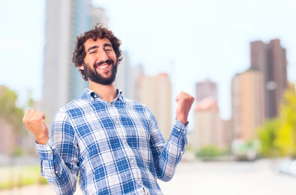 Junger Mann feiert Geste — Stockfoto