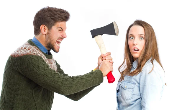 Young man killing his girlfriend — Stock Photo, Image