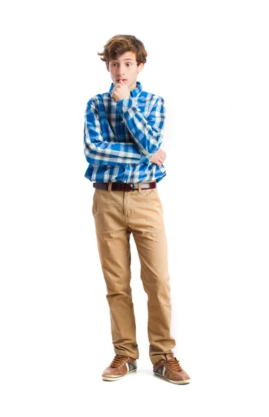 Young boy terror gesture — Stock Photo, Image