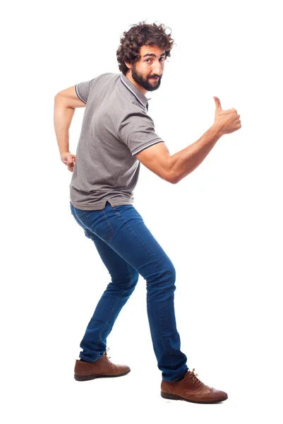 Young crazy man okay gesture — Stock Photo, Image