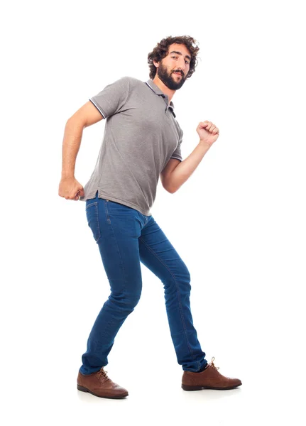 Gek jongeman dansen — Stockfoto