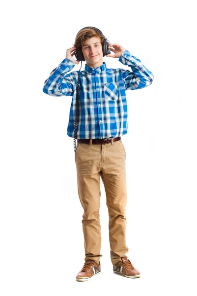 Tenåringer med hodetelefoner – stockfoto