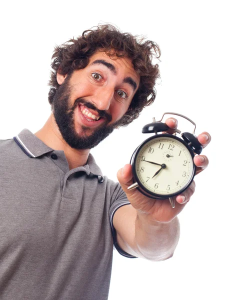 Joven barbudo con un reloj — Foto de Stock