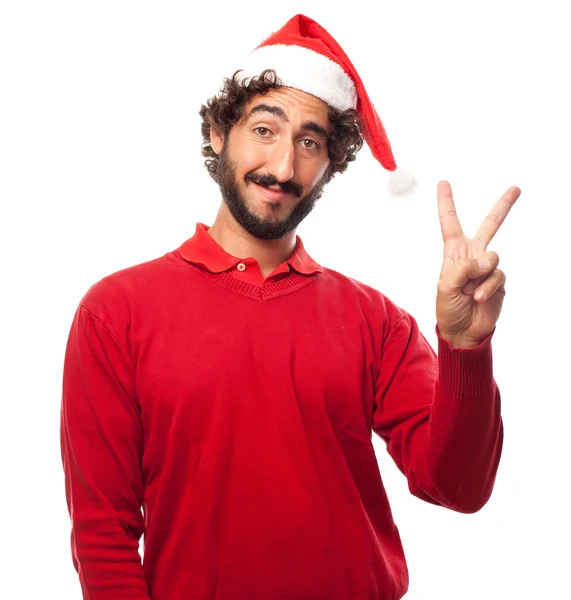 Young man victory gesture — Stock Photo, Image