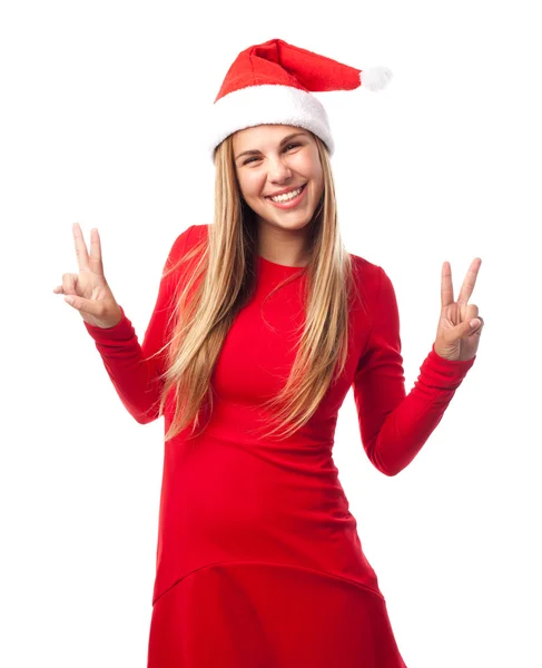 Young girl victory gesture — Stock Photo, Image