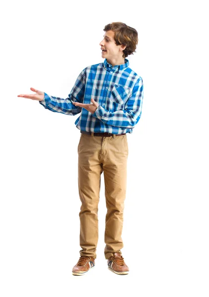 Jovem menino mostrar gesto — Fotografia de Stock