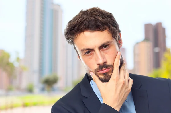 Junge verrückte Geschäftsmann besorgt Konzept — Stockfoto