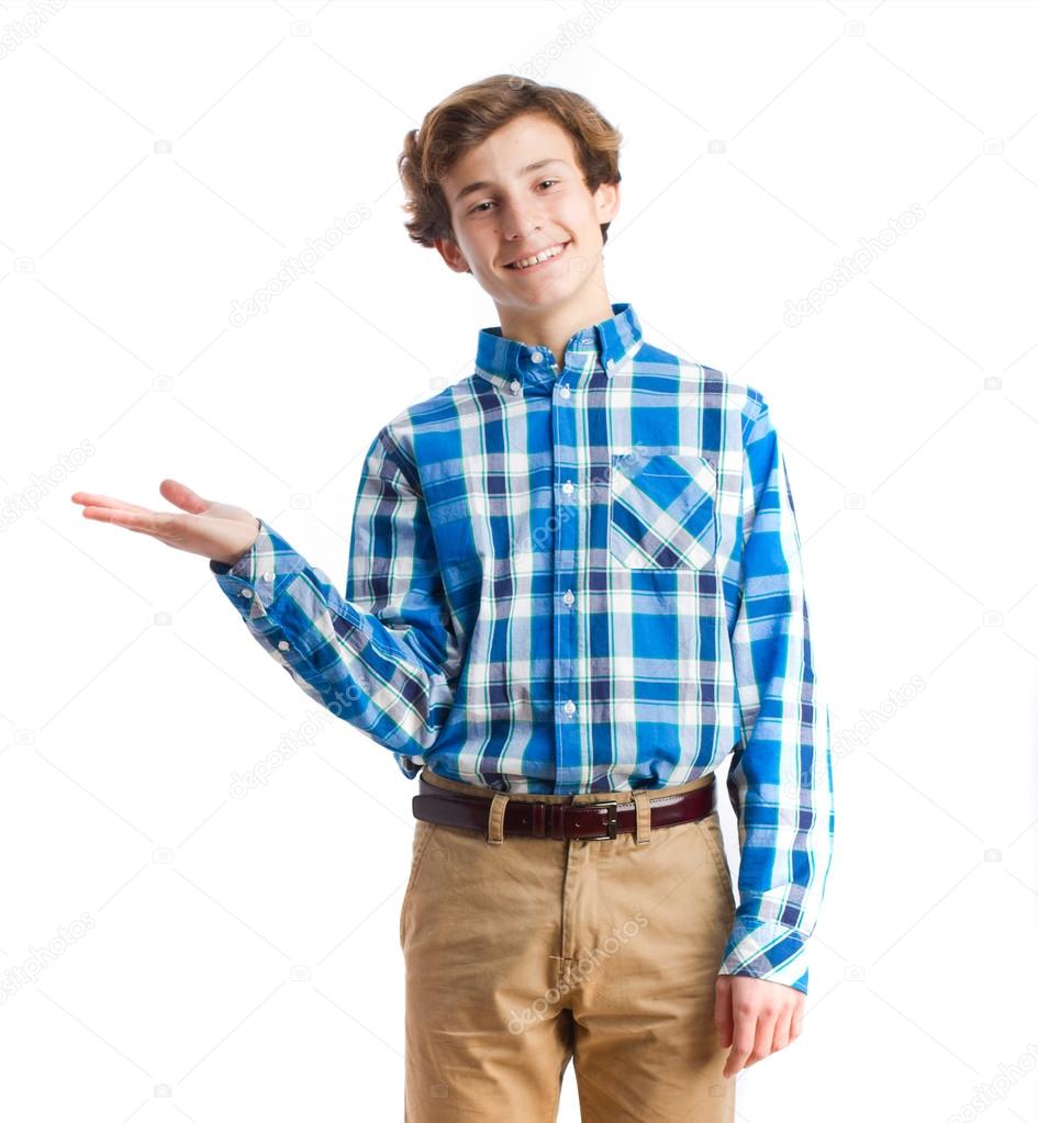 young boy show gesture