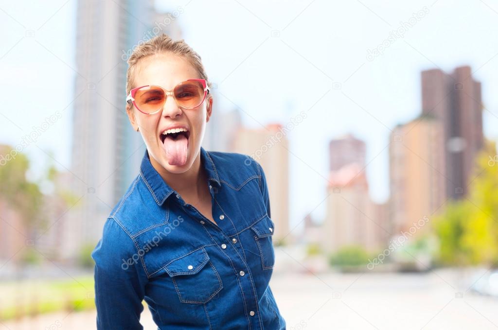young cool woman joking
