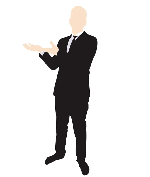 Бизнесмен, показывающий руками — стоковый вектор