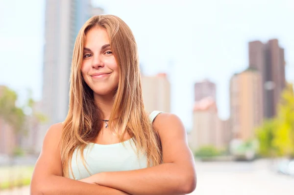 Joven cool mujer orgulloso gesto —  Fotos de Stock